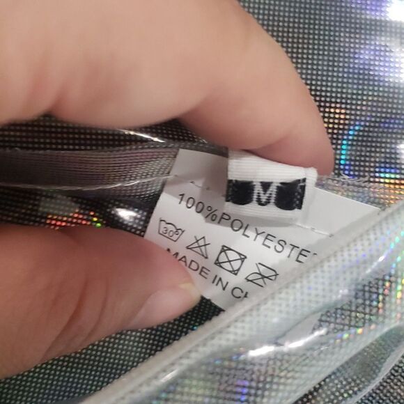 Silver Plastic Mini Skirt Size XS NWOT Rave Cosplay - Picture 5 of 5